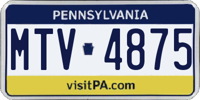 PA license plate MTV4875