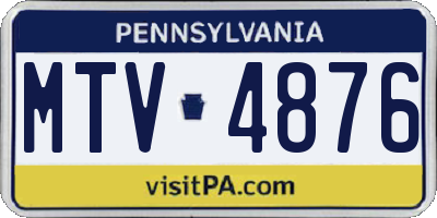 PA license plate MTV4876