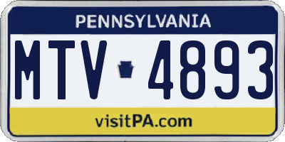 PA license plate MTV4893