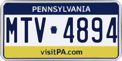 PA license plate MTV4894