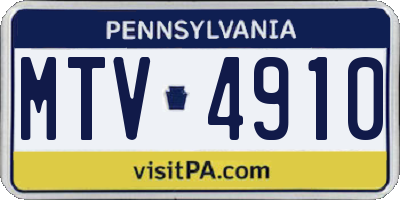PA license plate MTV4910