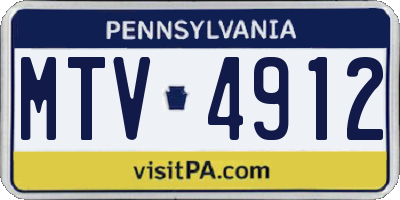PA license plate MTV4912