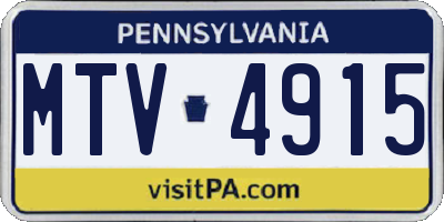 PA license plate MTV4915