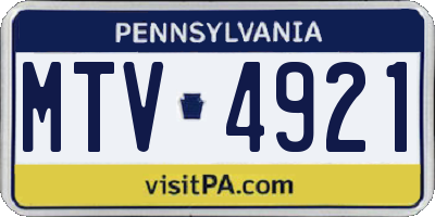 PA license plate MTV4921