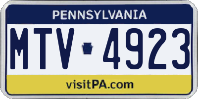 PA license plate MTV4923