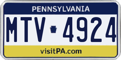 PA license plate MTV4924