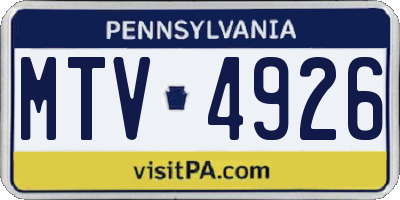 PA license plate MTV4926