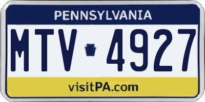 PA license plate MTV4927