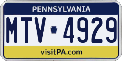PA license plate MTV4929