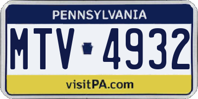 PA license plate MTV4932