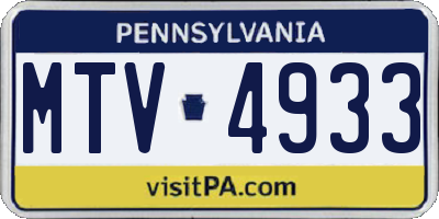 PA license plate MTV4933