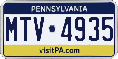 PA license plate MTV4935