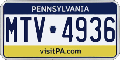 PA license plate MTV4936