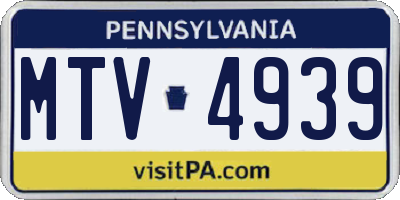 PA license plate MTV4939