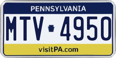 PA license plate MTV4950