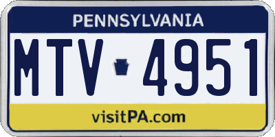 PA license plate MTV4951