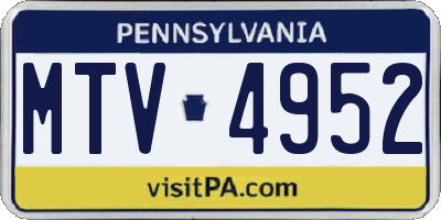PA license plate MTV4952