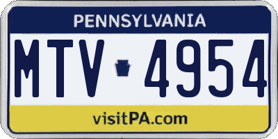 PA license plate MTV4954