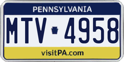 PA license plate MTV4958