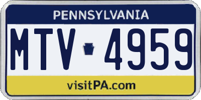 PA license plate MTV4959