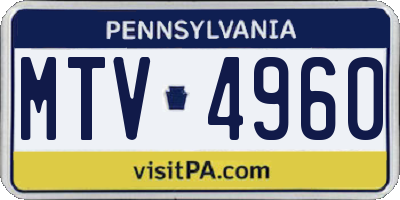 PA license plate MTV4960