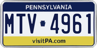 PA license plate MTV4961