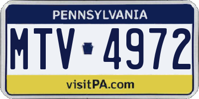 PA license plate MTV4972