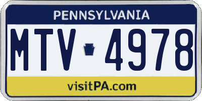 PA license plate MTV4978