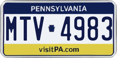 PA license plate MTV4983