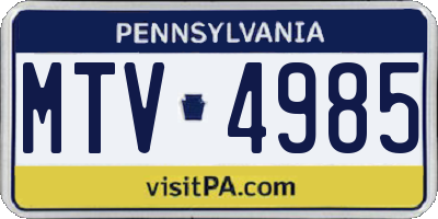PA license plate MTV4985