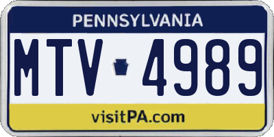 PA license plate MTV4989