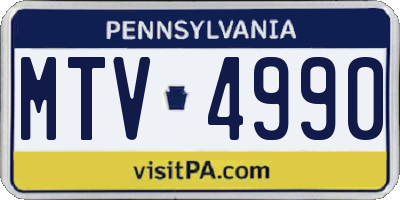 PA license plate MTV4990