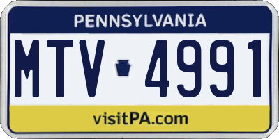 PA license plate MTV4991