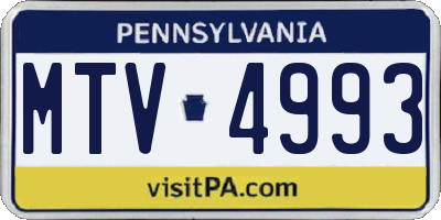 PA license plate MTV4993