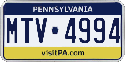 PA license plate MTV4994