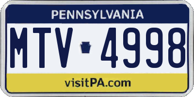 PA license plate MTV4998