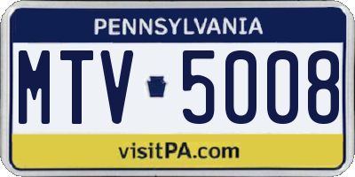 PA license plate MTV5008