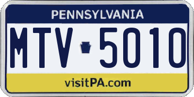 PA license plate MTV5010