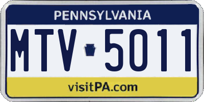 PA license plate MTV5011