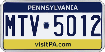 PA license plate MTV5012