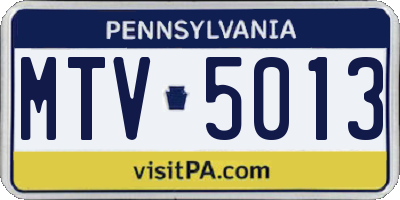 PA license plate MTV5013