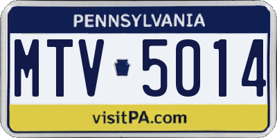 PA license plate MTV5014