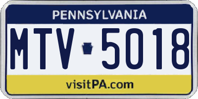 PA license plate MTV5018