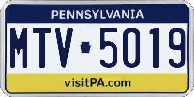 PA license plate MTV5019