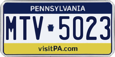 PA license plate MTV5023