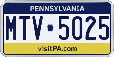 PA license plate MTV5025