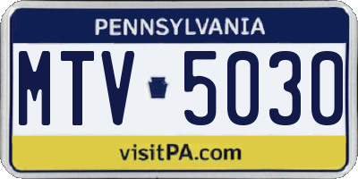 PA license plate MTV5030