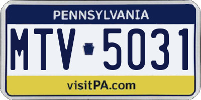 PA license plate MTV5031