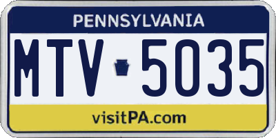 PA license plate MTV5035