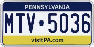 PA license plate MTV5036